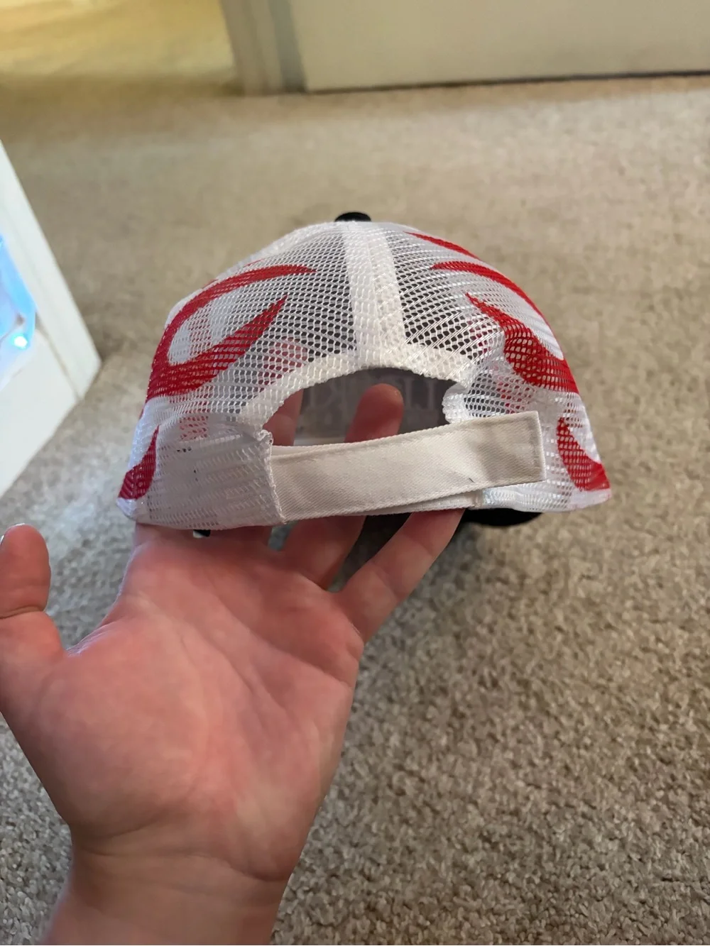 Athletic Works Liberty University Black Red Flame Trucker Hat